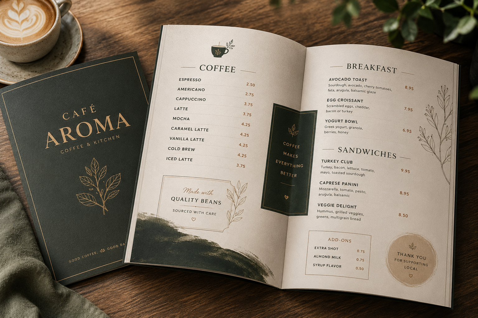 Cafe menu design in Hillsborough NJ