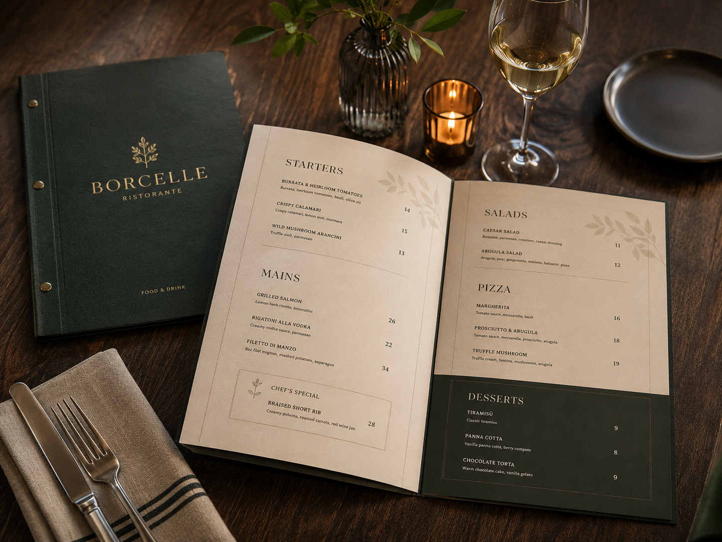 Restaurant menu design project in New Jersey