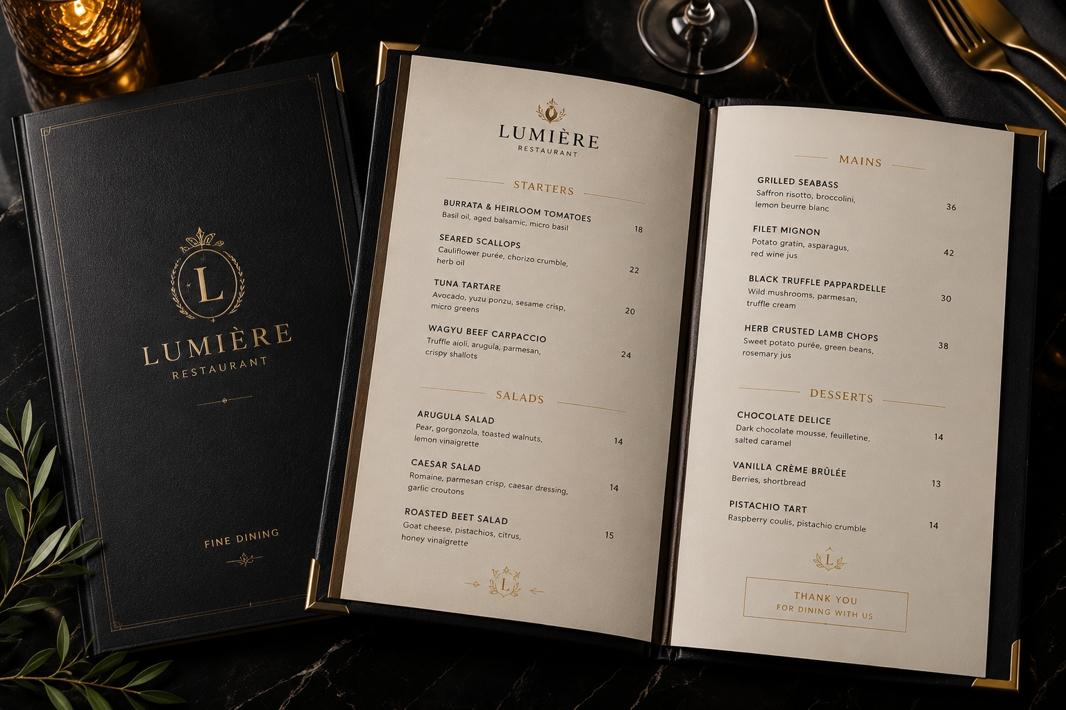Premium restaurant food menu design