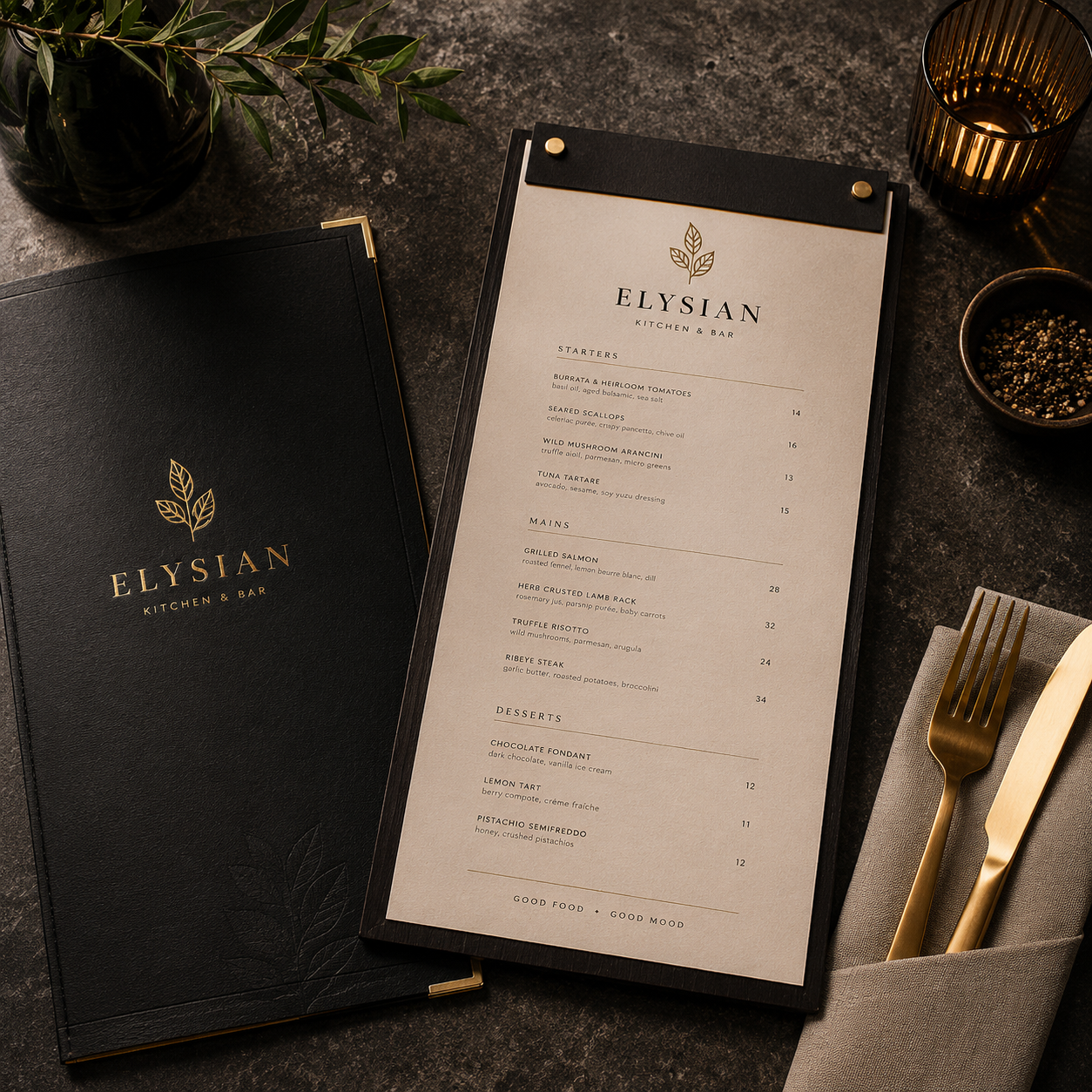 Restaurant menu design project in New Jersey